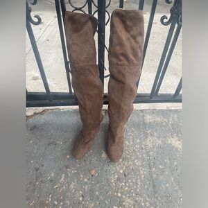 Brown knee high boots